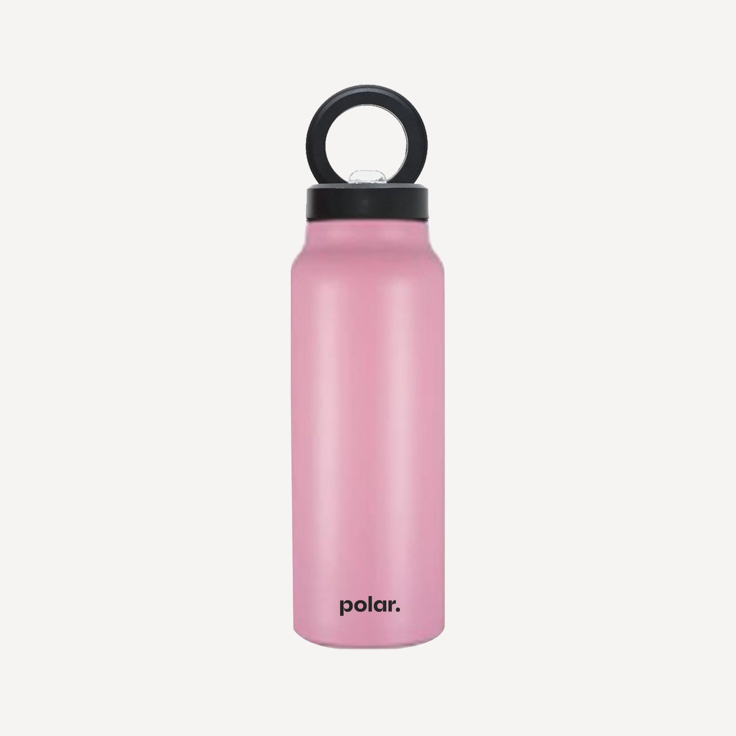 Pink insulated magnetic water bottle with built-in phone holder for everyday hands-free use