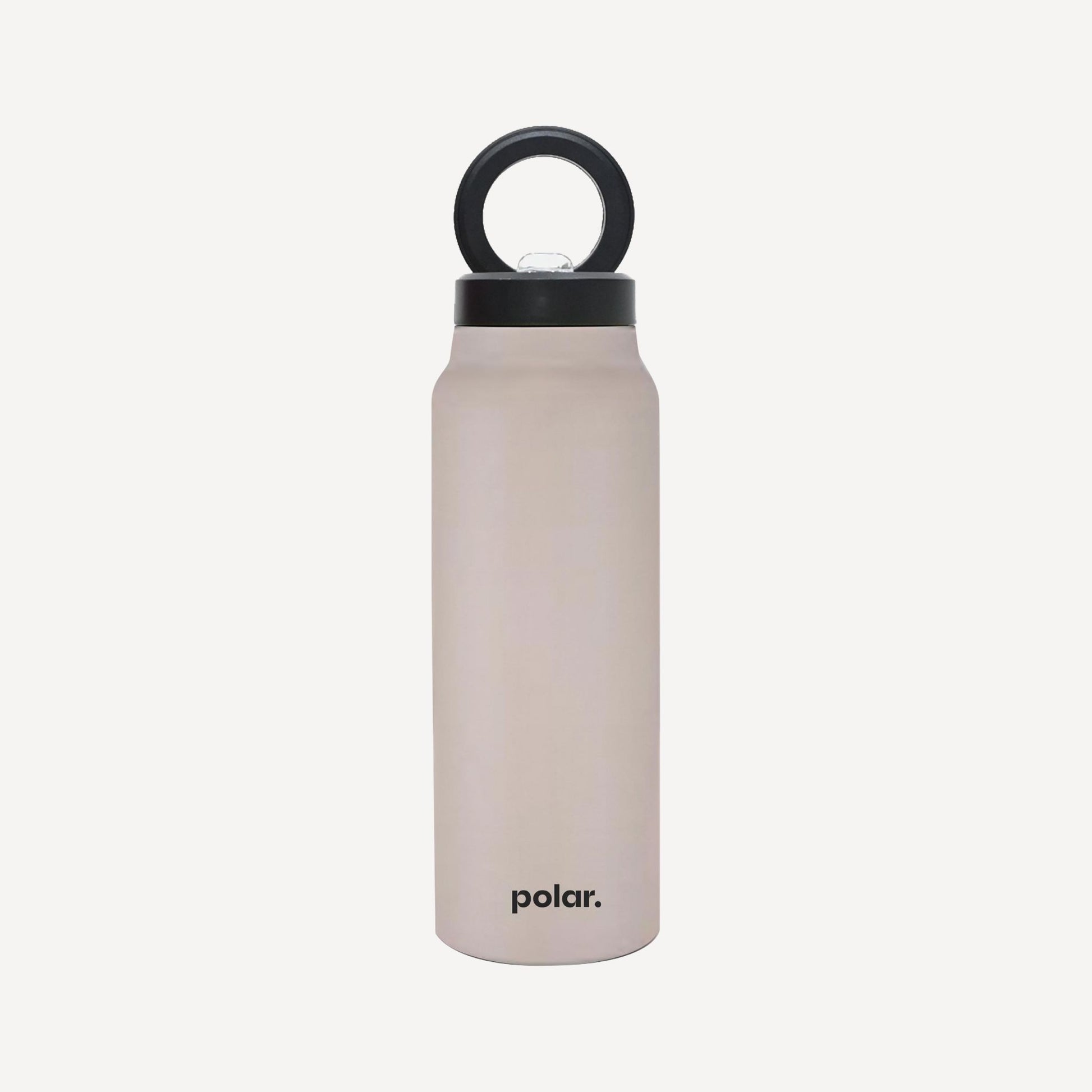 Sand magnetic water bottle with phone mount used as a hands-free stand for viewing content and everyday use